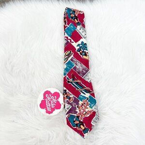 Vintage Hilo Hattie Hawaii Neck Tie Humuhumunukunukuapuaa Fish Canoe Print